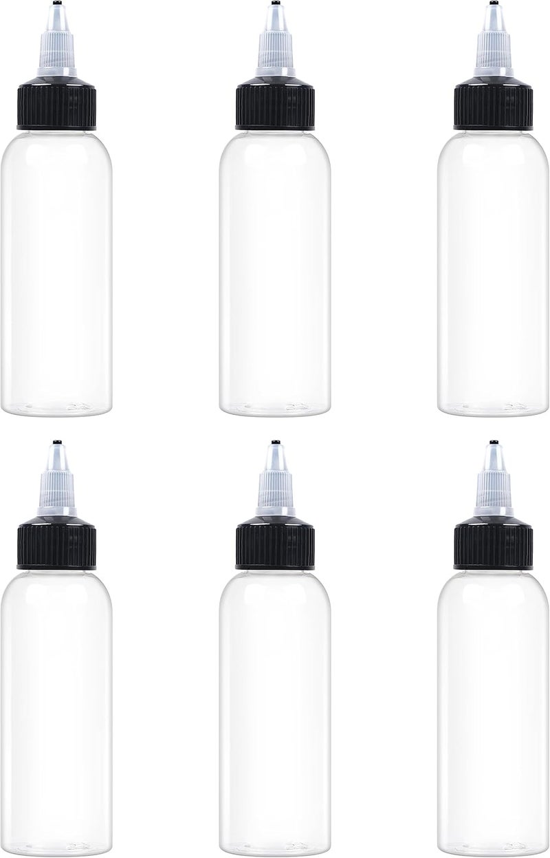 EOSAU 6 Pcs 2oz Plastic Squeeze Bottles with Twist Top Cap, 60ml Clear Dispensing Bottles, Empty Squirt Bottle for Liquids, Sauces, Arts, Crafts, Travel - Image 1